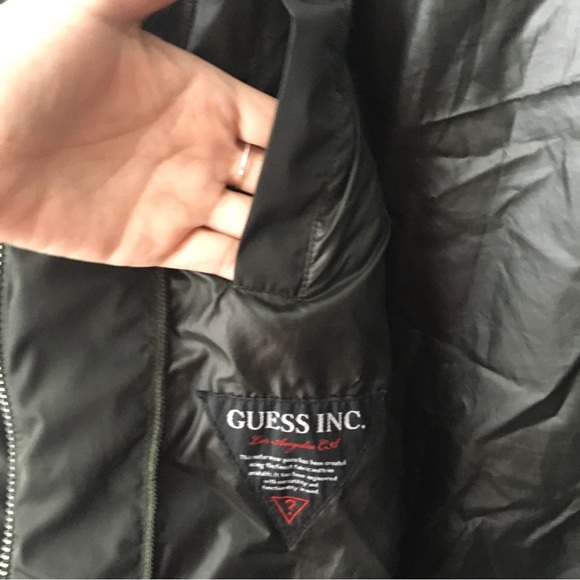 Guess women’s olive green hooded coat. Size medium. - Picture 14 of 16